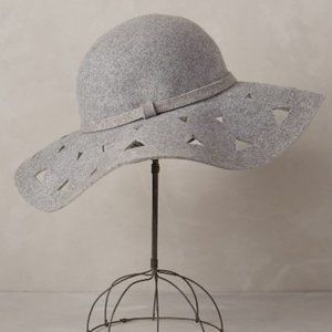 ANTROPOLOGIE Kaleidoscope Floppy Hat Grey Wool Felt with Cutouts